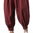 thumbnail image 4 of Yaoyar Cargo Linen Pants for Men Baggy Harem Pant Hippie Beach Yoga Casual Drop Crotch Trouser, 4 of 5