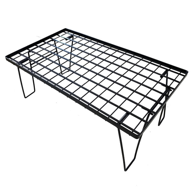 Generic Portable Iron Camping Table with Drain Rack, 40kg Load Capacity, Compact Foldable Design for Outdoor BBQ, Picnic, and Hiking, Black