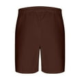 thumbnail image 4 of Summer Mens Shorts Workout Gym Lace-up Elastic Waist Pocket Exercise Fitness Home Half Shorts Pants Lightweight Mens Linen Shorts Wine XL, 4 of 5