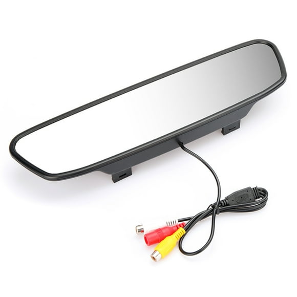 5-Inch Car Rearview Mirror Monitor with Color TFT LCD Display, 16:9 Screen, PAL/NTSC Compatibility, DC 12V Power Supply, 480x272 Resolution - Black Vehicle Backup Camera Monitor with Power Wire and