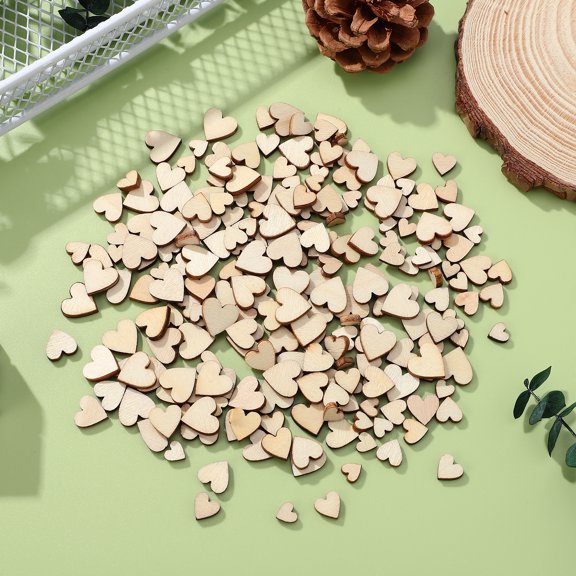 OFFIGAM 250pcs Multi-Size Wooden Hearts for Crafts, Khaki Embellishments for Sign Making and Decorations