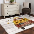 thumbnail image 4 of Rectangle Area Rug 4x6ft, Farm Sunflower Red Truck Wood Non-Shedding Washable Area Rug, Vintage Rustic Wooden Plank Non Slip Low-Profile Rugs for Living Room, Bedroom Dining Room, 4 of 9