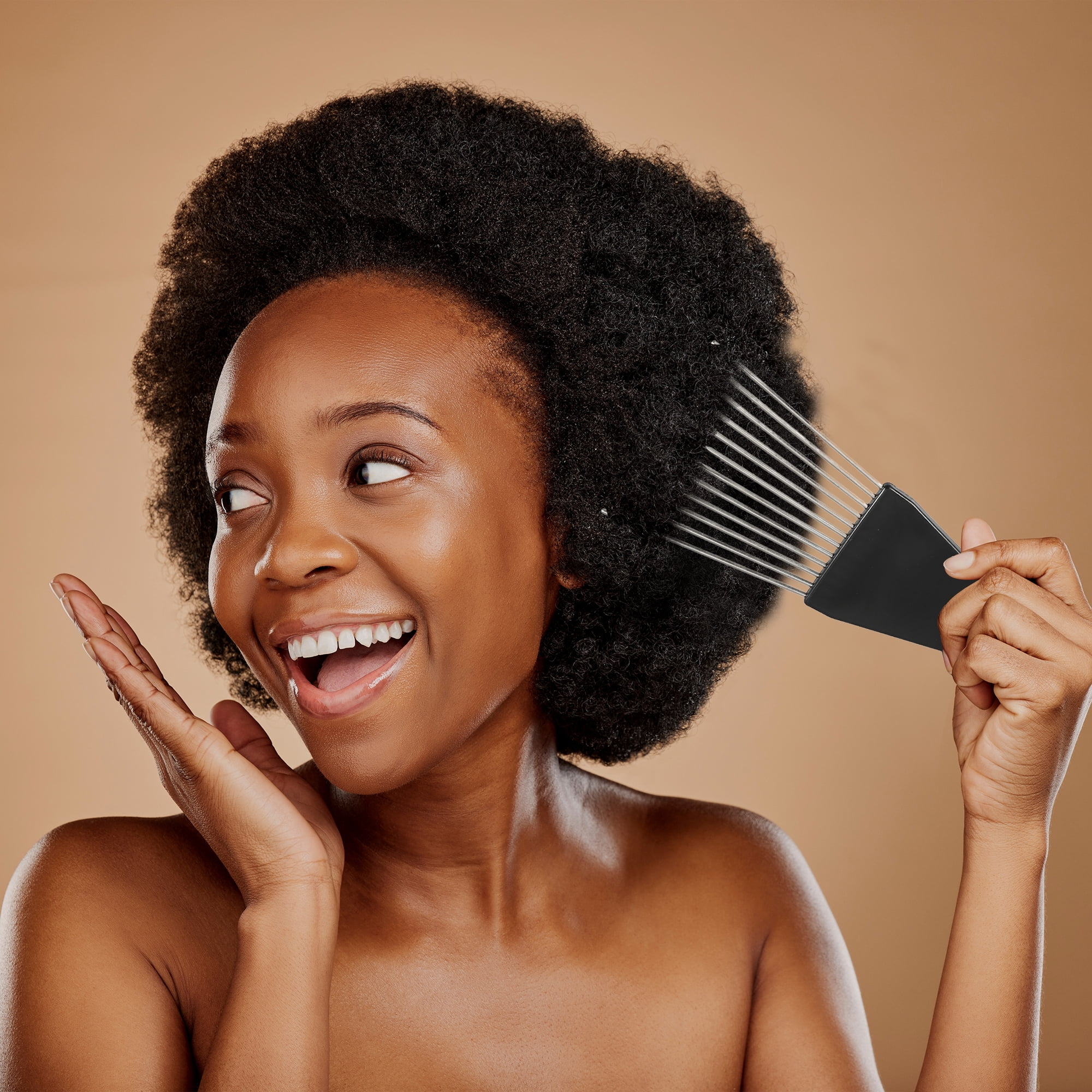 Unique Bargains 2Pcs Metal Hair Pick Afro Comb for Curly Hair Styling Tool Black