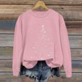thumbnail image 2 of Ladies' Christmas Printed Casual Long Sleeved Round Neck Sports Hoodie Top, Comfortable Pullover for Women, Festive Holiday Apparel, Streetwear Style,Pink,M, 2 of 4