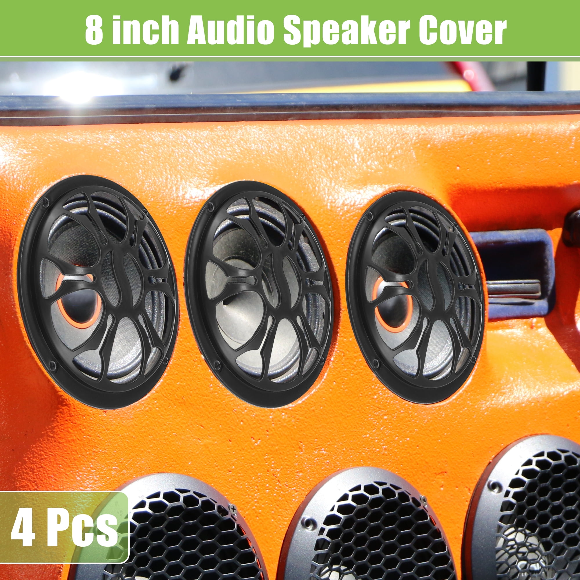 Unique Bargains Car Speaker Grills Cover Subwoofer Guard Protector - Pack of 4 Black 8"