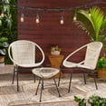 thumbnail image 3 of GDF Studio Belvidere Outdoor Wicker and Glass 3 Piece Chat Set, White and Black, 3 of 13