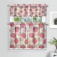 thumbnail image 2 of Kitchen Curtains 36 Inch Short - 3 Panel Set Strawberry Print, Rod Pocket Window Curtains 100% Polyester, Cute Fruit Valance for Farmhouse, Cafe, Living Room, Bedroom, Easy Wash, 2 of 6