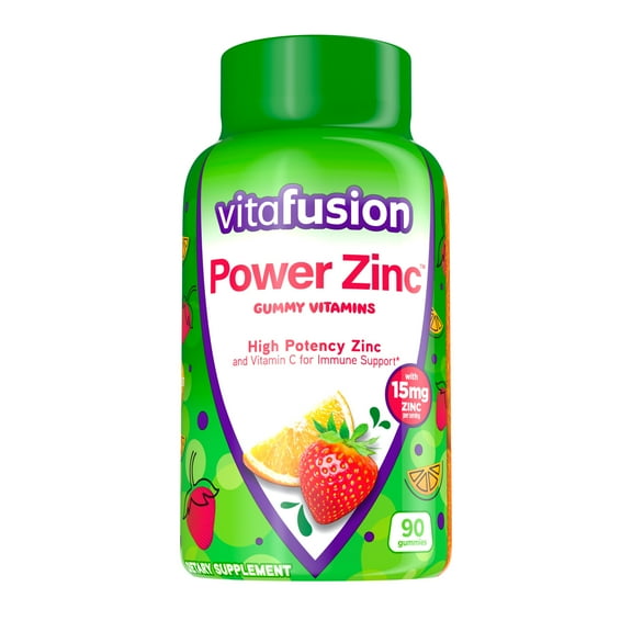 vitafusion Power Zinc Gummy Vitamins, Strawberry Tangerine Flavored Immune Support (1), 90 Count