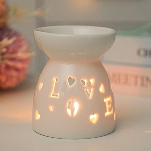 Wax Melt Burner Wax burner Ceramic Oil Burners Assorted Wax Warmer Aromatherapy Holder Candle Scented Diffuser Home Bedroom Decor LOVE Pattern