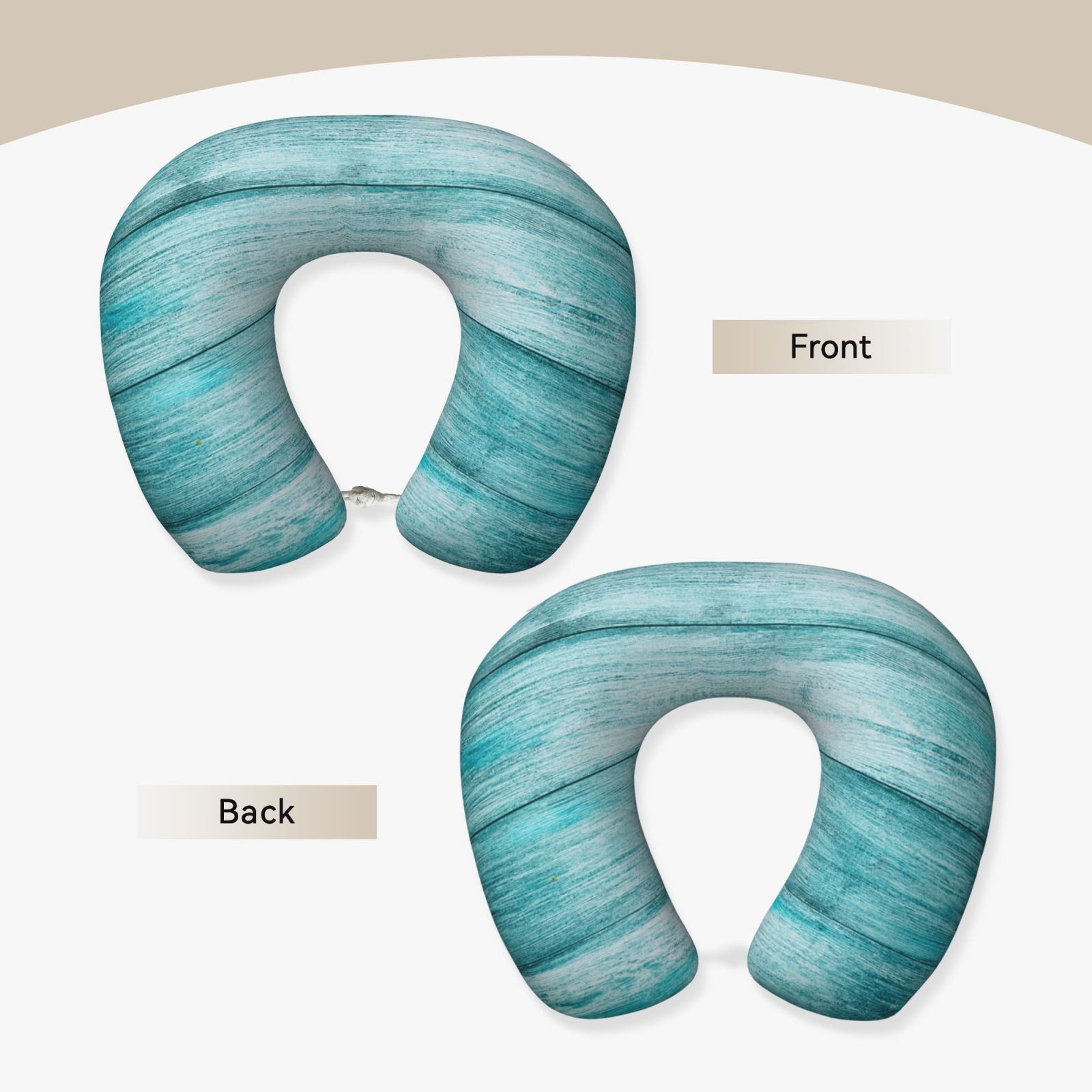 Xecao Teal Turquoise Wood Print Memory Foam Cervical Neck Pillow Versatile U-Shaped Pillows for Home,Office,Camping,Travelling,Soft Washable Cover