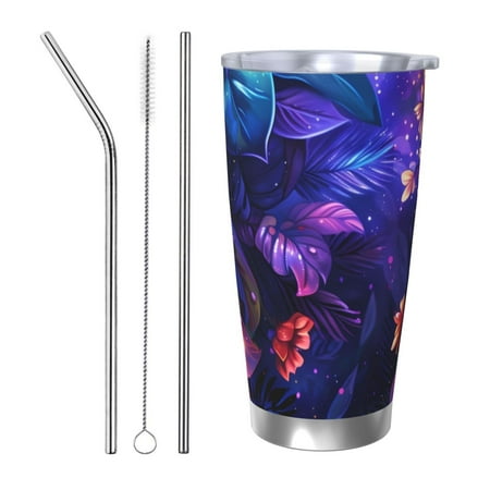 

Bingfone Magic Colorful Forest Leaves for 20 Oz Stainless Steel Travel Mug Double Wall Water Coffee Cup for Home Office Outdoor Works Great for Ice Drinks and Hot Beverage-Straw Three-piece Set