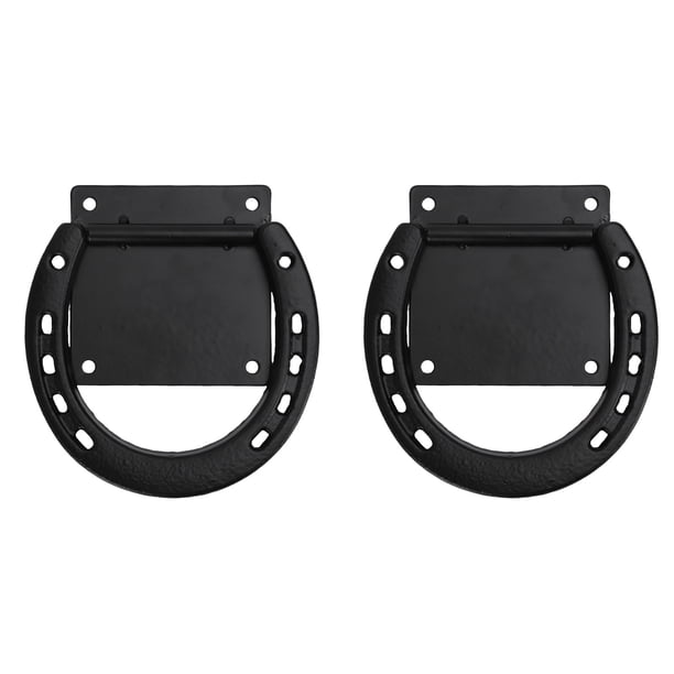 Paquete De 2 Anillos Para Atar A Caballos, Amarres De Herradura Con Revestimiento Negro De Acero Sólido Para Puestos De Caballos, Suministros Estables