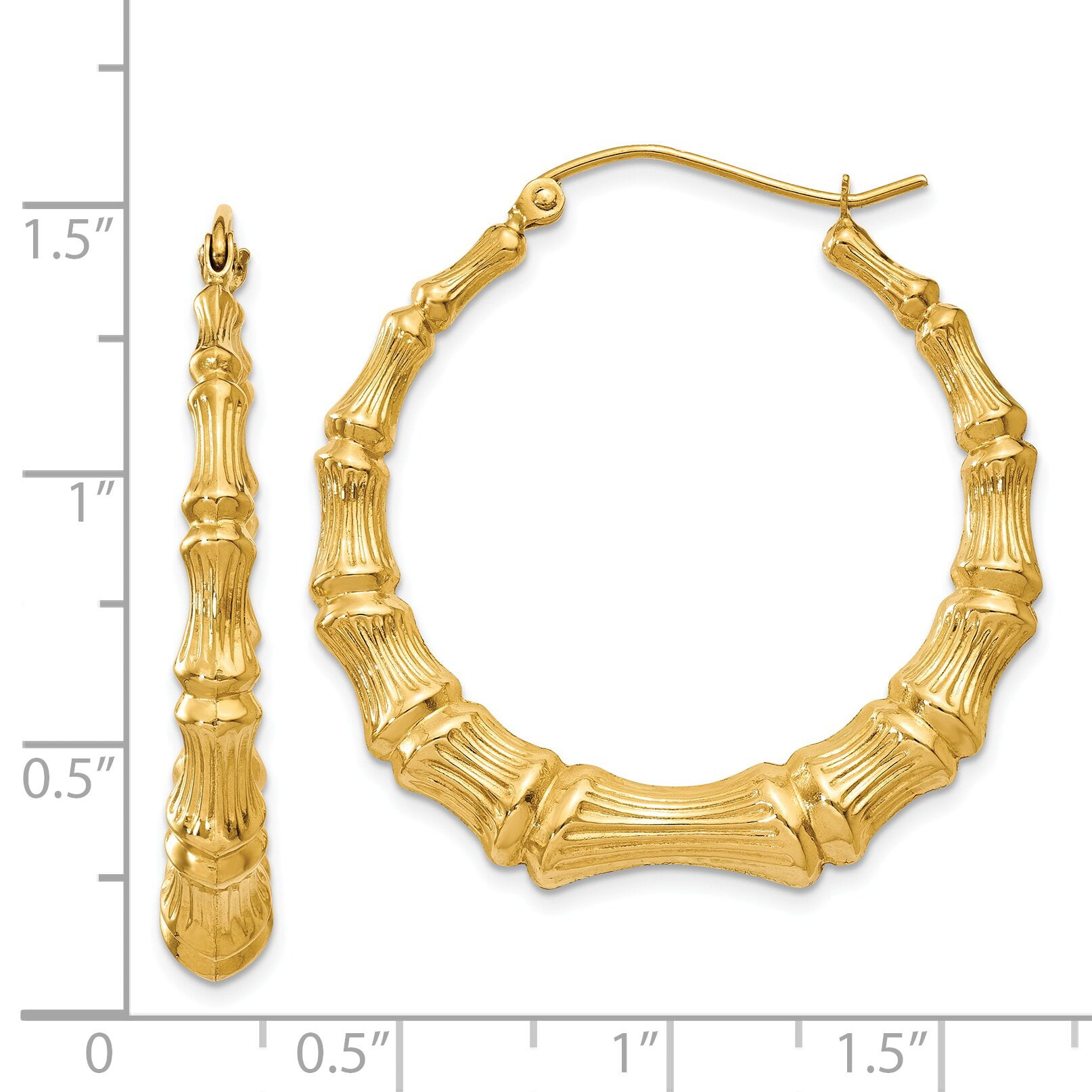 Bamboo Hoop Earrings 14K Gold / 3 / Yellow Gold