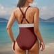 thumbnail image 4 of WILLBEST Traje de Baño de Manga Larga Para Mujer, Traje de Baño Para Mujer, Cuello En V, Monokini, Cintura Elástica, E Ropa de Playa Para Fiesta En La Piscina, Verano, 4 of 5