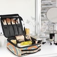 thumbnail image 5 of FORMRS Travel Makeup Bag Large Capacity Train Case Cosmetic Organizer with Adjustable Dividers, Pink Retro Sun, 5 of 8
