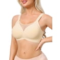 thumbnail image 4 of INSPIRE CHIC Plus Size for Women's Mesh V-Neck Wirefree Seamless Soft Bras Full Coverage Minimizers M Beige, 4 of 4