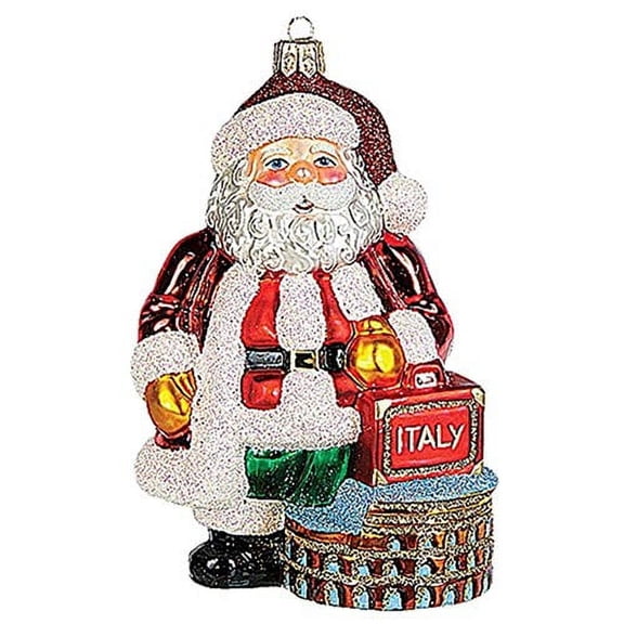 Santa in Rome Italy Polish Mouth Blown Glass Christmas Ornament Decoration