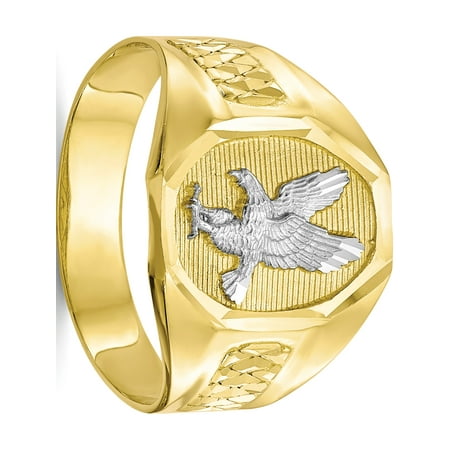 10k Eagle - 10k Yellow Gold w/Rhodium Men's Eagle Ring