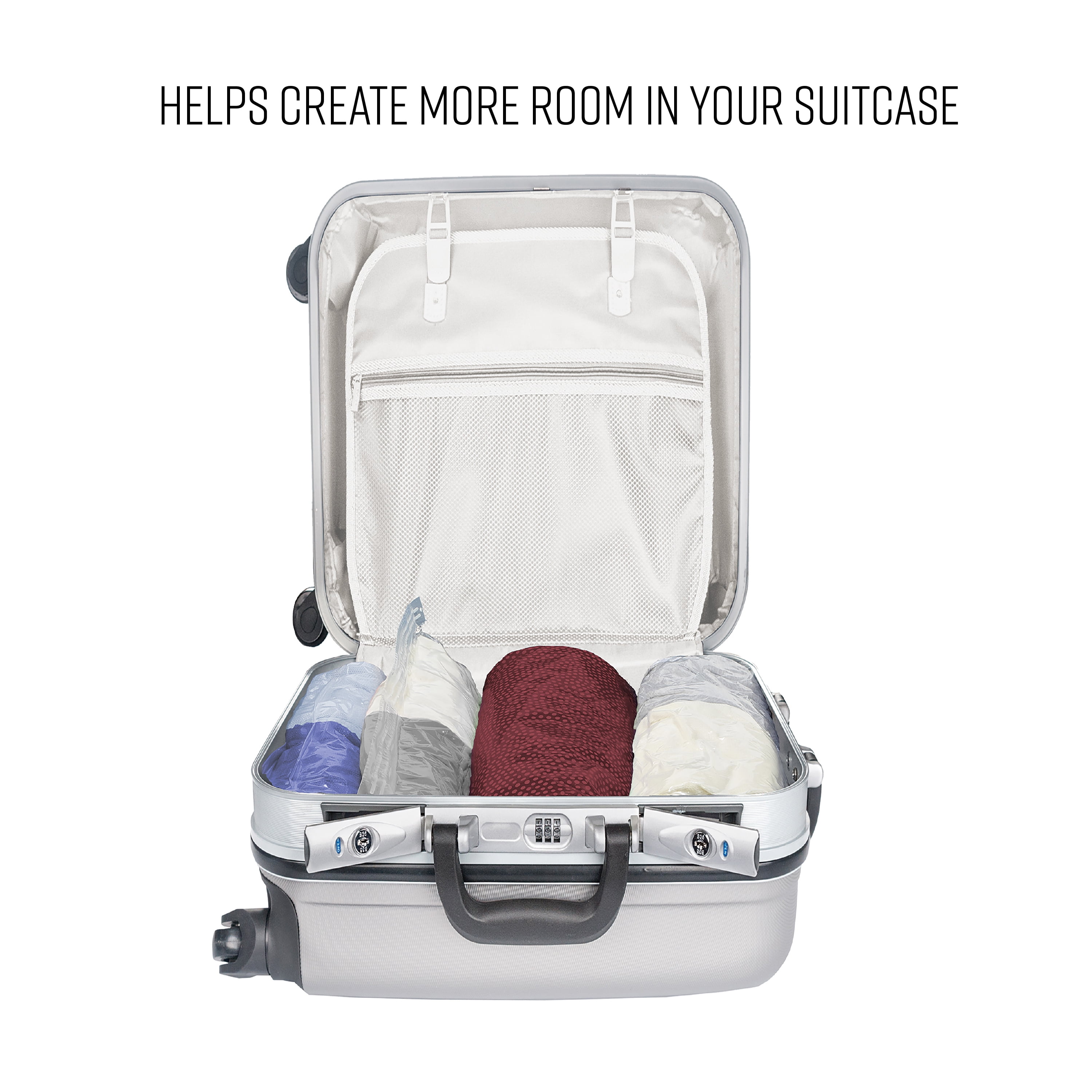 G-Force 2 Pack Roll N Stow Plastic Airtight Travel Packing Bags in Clear