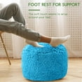 thumbnail image 3 of Round Stuffed Pouf Ottoman, Long Faux Fur Poufs with Foam Chunk Filling, Fluffy and Furry Pouf Foot Stool Storage Ottoman, 20 X 15 Floor Poufs Foot Rest for Living Room, Blue, 3 of 11