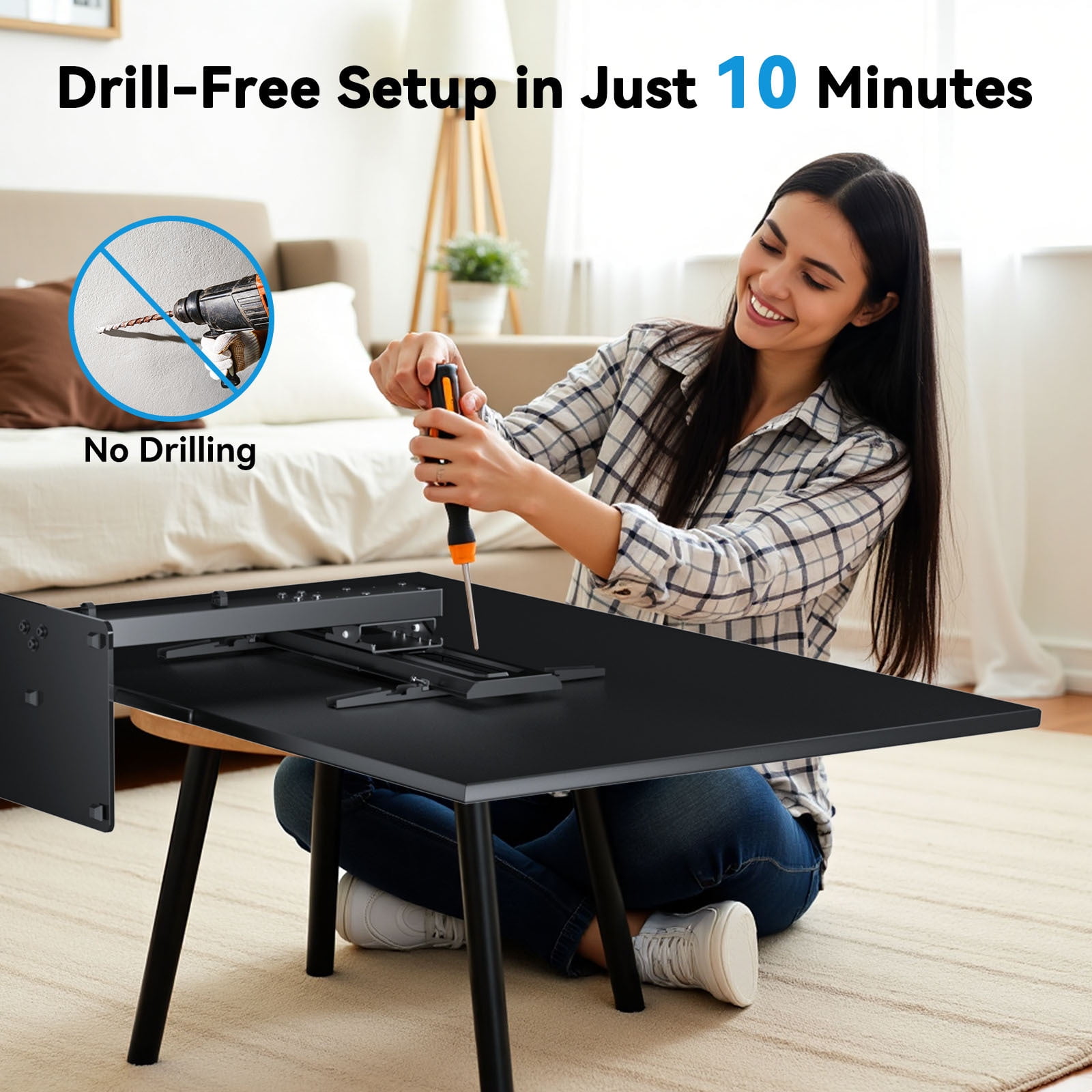 MountFTV Universal Swivel Table Top TV Stand for 32-75 inch TVs, Hold up to 99LBS, Max 600x400mm, Tabletop Desktop TV Stand Base with 35° Swivel, 6 Height Adjustable