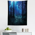 thumbnail image 1 of Night Tapestry, Misty Nature Scene of Autumn Forest in Thuringia Germany Tranquil Woodland, Fabric Wall Hanging Decor for Bedroom Living Room Dorm, 5 Sizes, Blue Green White, by Ambesonne, 1 of 1