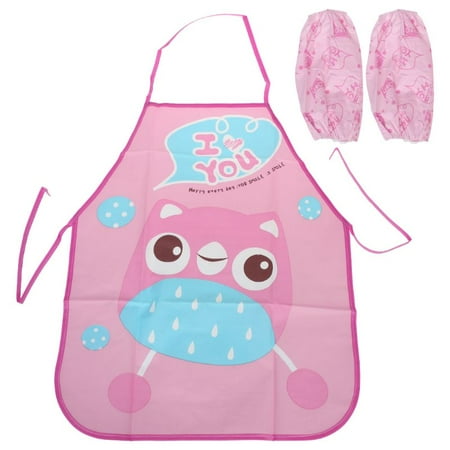 

Kids Apron Set With Two Sleeves 4 Colors Waterproof Resist-stain for Kitchen Boys Girls Aprons for Kitchen Cooking