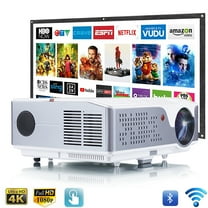 1080 Native Projector 6000 lumen FLZEN FXP Full HD Android Projector WiFi Bluetooth, 300" Max Image, Side Projection Auto Keystone Correction, Screen Mirroring/Casting, Compatible Smartphone TV Sticks