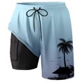 thumbnail image 1 of Shorts de Bain avec Doublure de Compression et Poches, Ample, Bleu Clair TG, 1 of 4