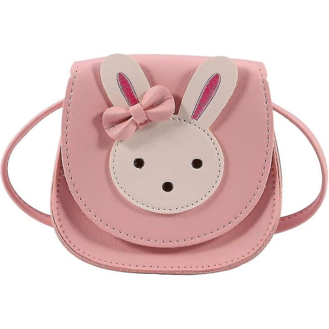Bolso bandolera de un solo hombro para niñas, de piel sintética con diseño de conejo, bolso de mano para niñas (rosa)