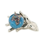 Angle View: Alexander Kalifano Gemstone Globe with Opalite Ocean Embraced and World in Your Hand Figurine