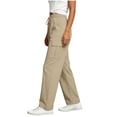 thumbnail image 4 of Women's Dress Pants New Wide Leg Linen Pants for Women Casual Loose Elastic Waist Casual Pants with Pockets Summer Breathable Comfy Trousers Daily Wear, 4 of 8