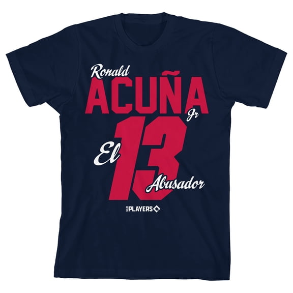 MLBPA Ronald Alcuna 13 El Abusador Youth Navy Crew Neck Short Sleeve T-shirt-Medium