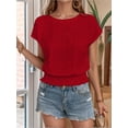 thumbnail image 4 of Women Dressy Casual Cap Sleeve Tops with Smocked Hem Red S, 4 of 6