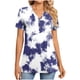thumbnail image 2 of mfyjkho Tops Para Salir, Top/Camiseta De Manga Corta Con Cuello En V, Botones Y Rayas Degradadas Para Mujer Tops Para Hacer Ejercicio Para Mujer L, 2 of 6