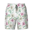 thumbnail image 4 of Lsque Mens Swim Trunks Lilies Flowers Pattern - Bathing Suit Compression Liner - Beach Swim Shorts Swimwear - (S-3XL) - Stretch Quick Dry -Medium, 4 of 9