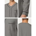 thumbnail image 5 of INSPIRE CHIC Men's Sleepshirts Henley Collar Solid Color Chest Pocket Long Sleeve Cotton Nightshirt L Gray, 5 of 6
