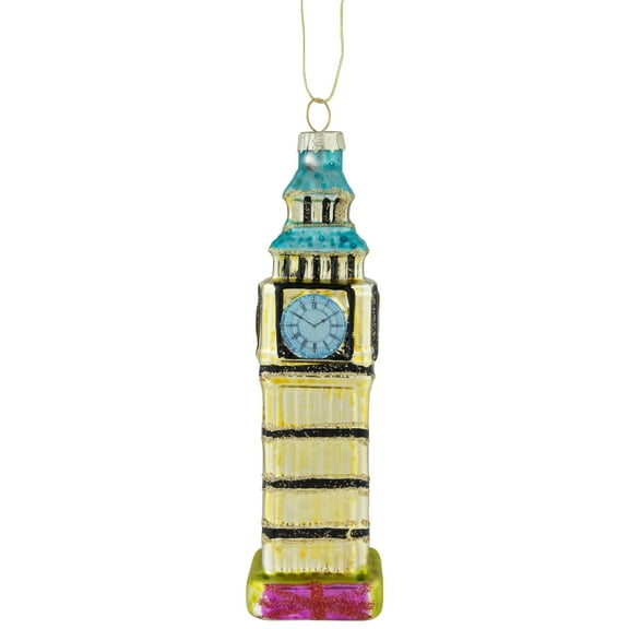 Northlight 5.5" Golden Big Ben Glittered Glass Christmas Hanging Ornament