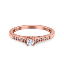 Rose Tone, Simulated Cubic Zirconia Size-9 Solitaire Wedding Engagement Ring Band 925 Sterling Silver