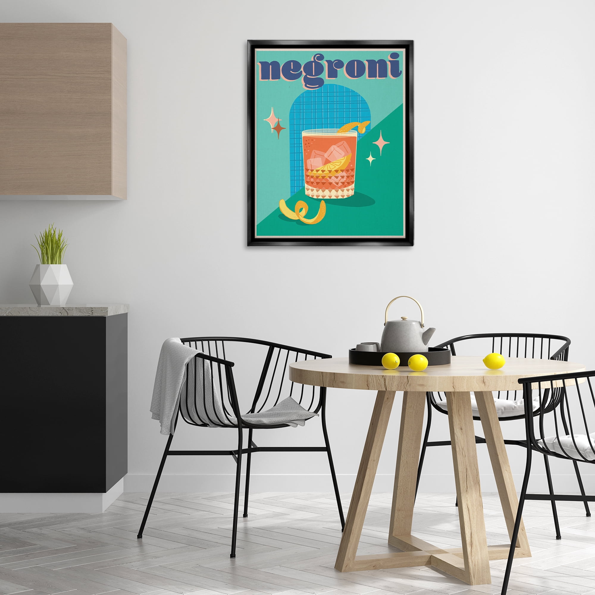 Stupell Industries Classic Retro Negroni Food & Beverage Painting Black Floater Framed Canvas Art Print Wall Art, 25 x 31