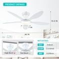thumbnail image 6 of BayDay 13" White Ceiling Fan with LED Light & Remote, Modern Bladeless Fan, Stepless Dimming, 3-Color Temperature, Flush Mount, Quiet, Easy Installation for Bedroom, Small Spaces, 6 of 10