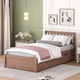 thumbnail image 3 of Modern Design Twin Size Platform Bed with 2 Drawers for Walnut Color, 3 of 9