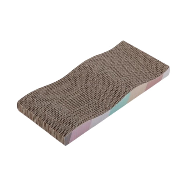 Rascador curvo para gatos de interior, 43 x 20 cm, material reciclado, doble , accesorio versátil y reversible.