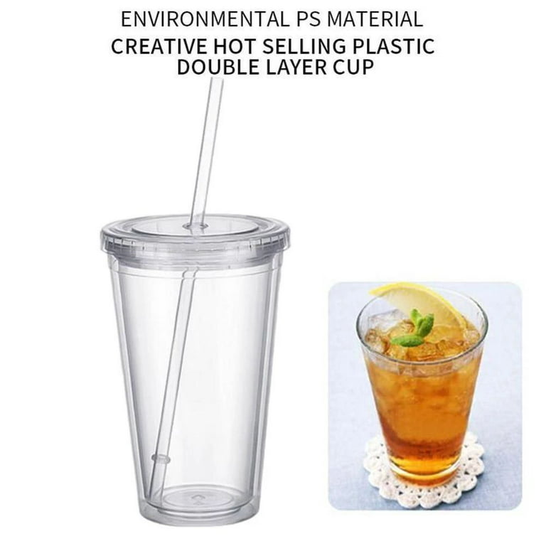 STRATA CUPS Skinny Acrylic Clear Tumblers with Lid and Straw 4 Pack - 16 oz  Insulated Double Wall Re…See more STRATA CUPS Skinny Acrylic Clear