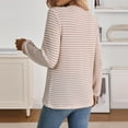 thumbnail image 6 of Maean Womens Striped Blouse Buttons Crewneck Knitted Casual Loose Pullover Long Sleeve Shirts Tops, 6 of 7