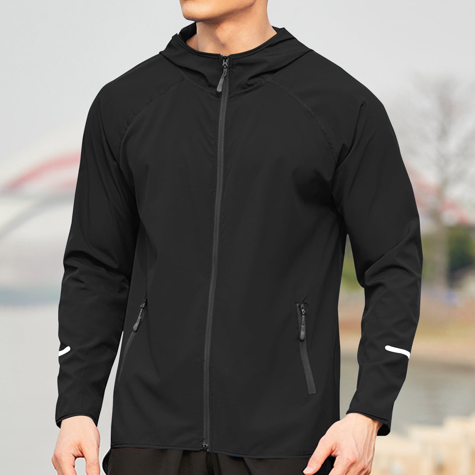 SSAAVKUY Men's Running Jacket Lightweight Water Resistant
