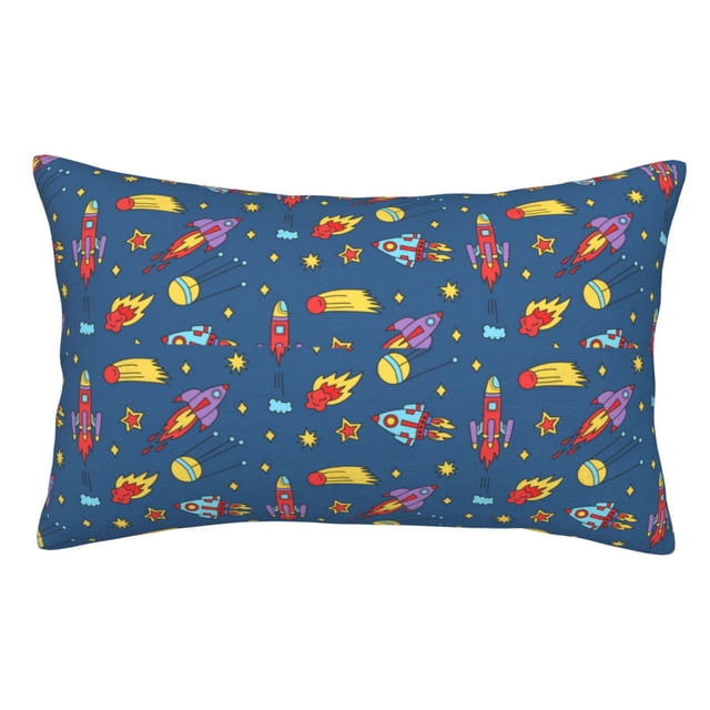 Fotbe Cosmos Rockets Funda de Almohada Decorativa Estilo Occidental, Lujo en Algodón, Fundas para Almohadas King, Cojín Estampado para Decoración del Hogar-16"x24"