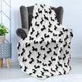 thumbnail image 4 of Horses Soft Flannel Fleece Blanket, Farm Animal Silhouettes with Various Poses Galloping Trotting Cantering and Loping, Cozy Plush for Indoor and Outdoor Use, 60" x 80", Black White, by Ambesonne, 4 of 5