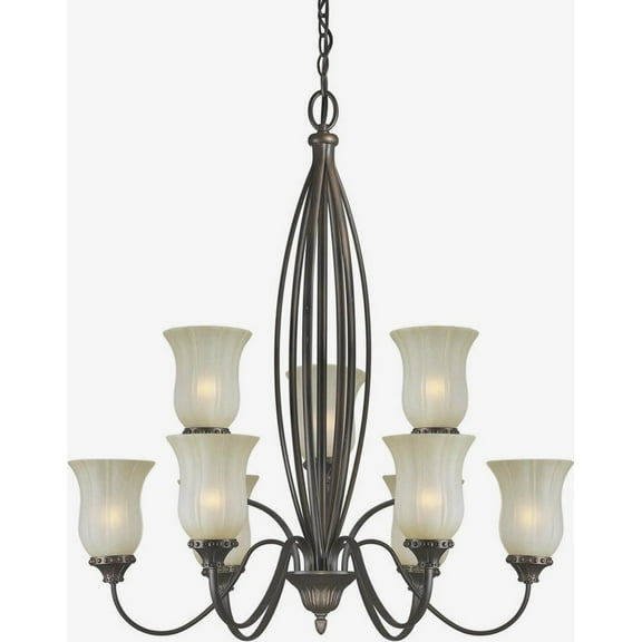 Forte Lighting 2333-09 32Wx35h 9 Light Chandelier - Bronze