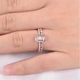 thumbnail image 5 of 1.50 carat emerald Cut Real Morganite and Moissanite Bridal Set Engagement Ring on with 18k Gold Plating, 5 of 5